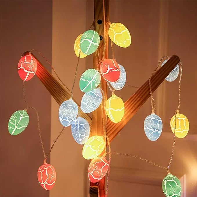 LED Colorful Light String, 1.5m Long, 10 Lights, Egg Shape Size: 1.77 * 1.77 * 2.36. for Easter Egg Dyeing, Festival Atmosphere Battery Light String.