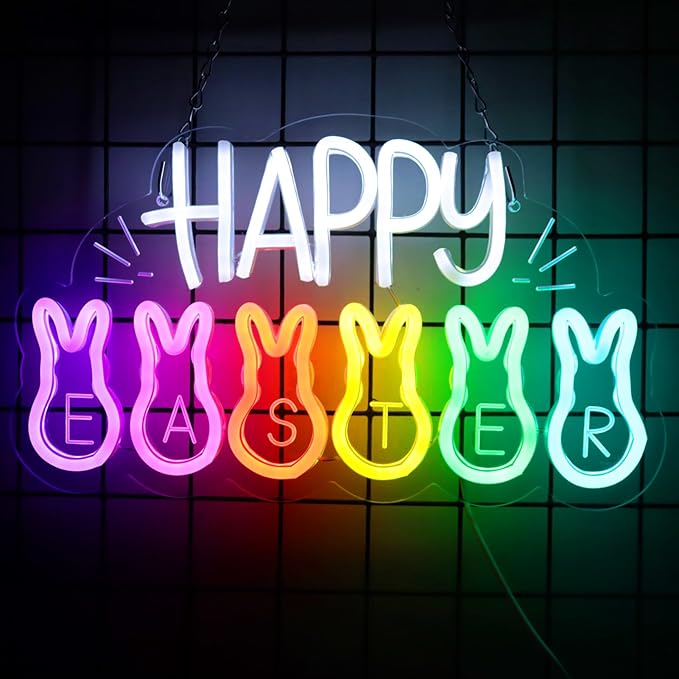 Brighten Your Easter with Joy! – Warm LED Neon Lights for Home, Wall & Party Decor – Perfect for Easter Egg Hunt, Basket Stuffer Hoppy Spring Celebration & Festive Atmosphere