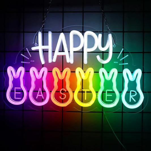 Brighten Your Easter with Joy! – Warm LED Neon Lights for Home, Wall & Party Decor – Perfect for Easter Egg Hunt, Basket Stuffer Hoppy Spring Celebration & Festive Atmosphere