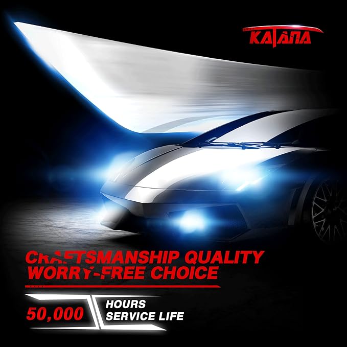 KATANA 9005 Light Bulbs,HB3 Bulb 400% Brightness 6500K White Plug and Play Mini Size Fog Light Bulbs of 2
