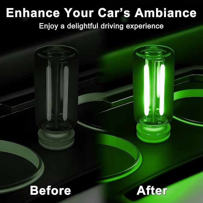 Car USB Night Light Touch Dimmable - 1-Pack Retro LED Filament Lamp for Truck Interior, Bedroom & Camping | Glass Bottle Ambiance Lighting (Green)