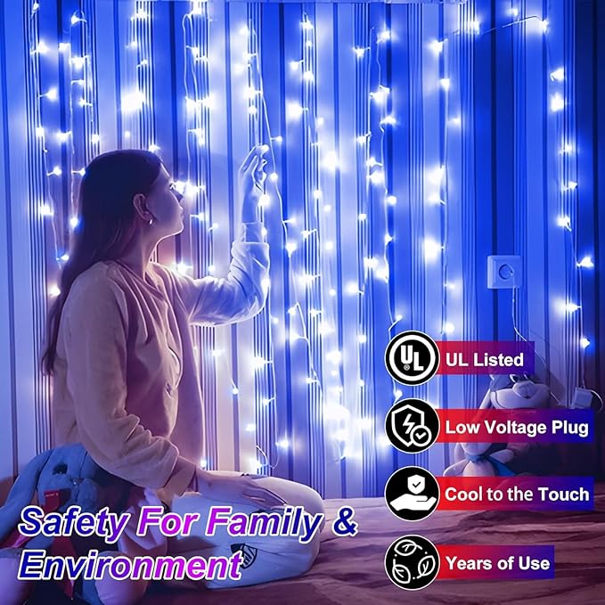 340 LED 90FT Christmas String Lights Outdoor, 12 Pro Modes and Timer Memory & Brightness, Plug in Outdoor Waterproof Green Wire Twinkle Light for for Xmas Yard Tree Wedding Party Decor (Blue)