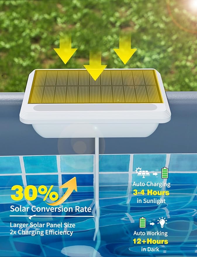 Solar Pool Lights, Solar Powered Submersible LED Lights with Remote IP68 Waterproof 16 Colors Underwater for Above Ground Inground Pool, Pond (White,2 Pack)
