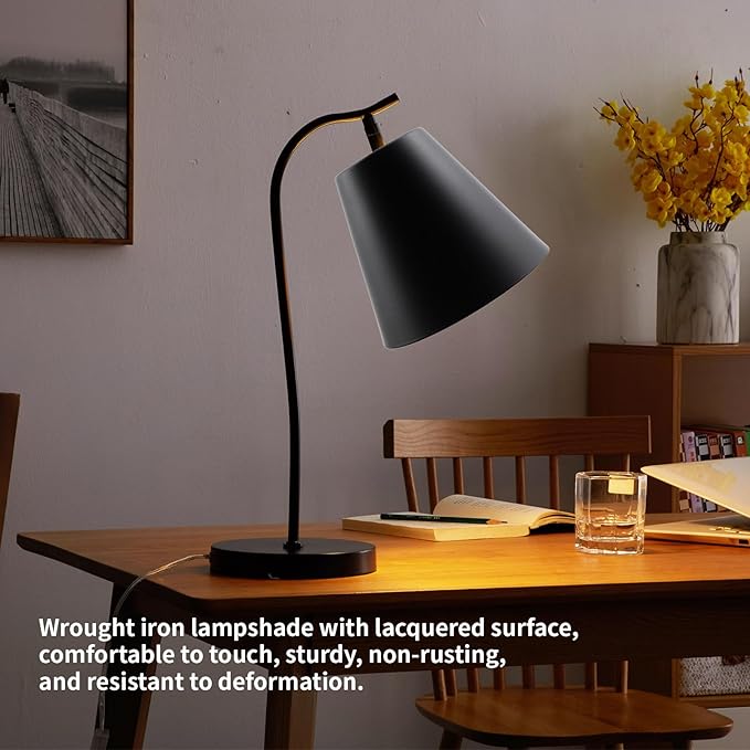 MY MIRONEY 2PCS Black Barrel Metal Lampshade Hardware E27 Industrial Pendant Light Shade Vintage Chandelier Lamp Shades Cone Bulb Guard Table Desk Lamp Cover, 4.13" Height
