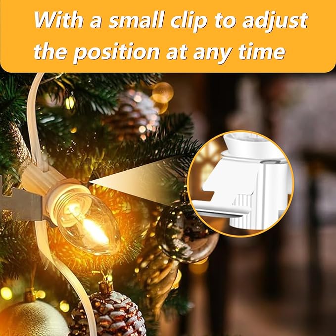 for Christmas Village Houses Craft Decoration LED Light Bulb C7 Cord Clip Lights Christmas Cabin Accessory Cord with 12 Led Light Bulb
