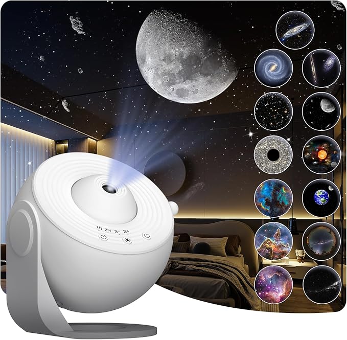Planetarium Projector for Bedroom, Star Galaxy Light Projector with Nebula Milky Way, LED Night Light for Ceiling with Timer, Mood Lighting for Adults Kids Teens, Home Theater (White)