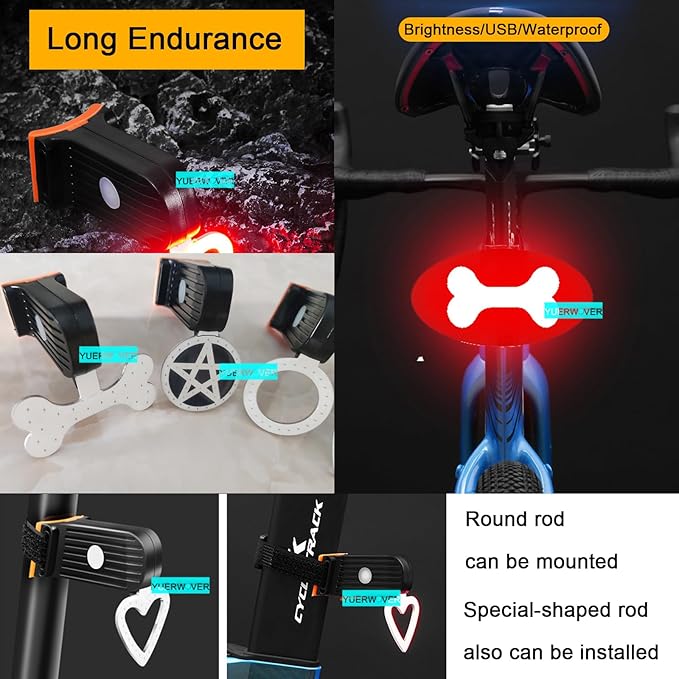 Rechargeable Bike Tail Light LED Bicycle Rear Light Cycling Night Essential Bright Seat Back Safety Lamp 5 Modes Warning Waterproof Flash MTB Light for Men Women Kids