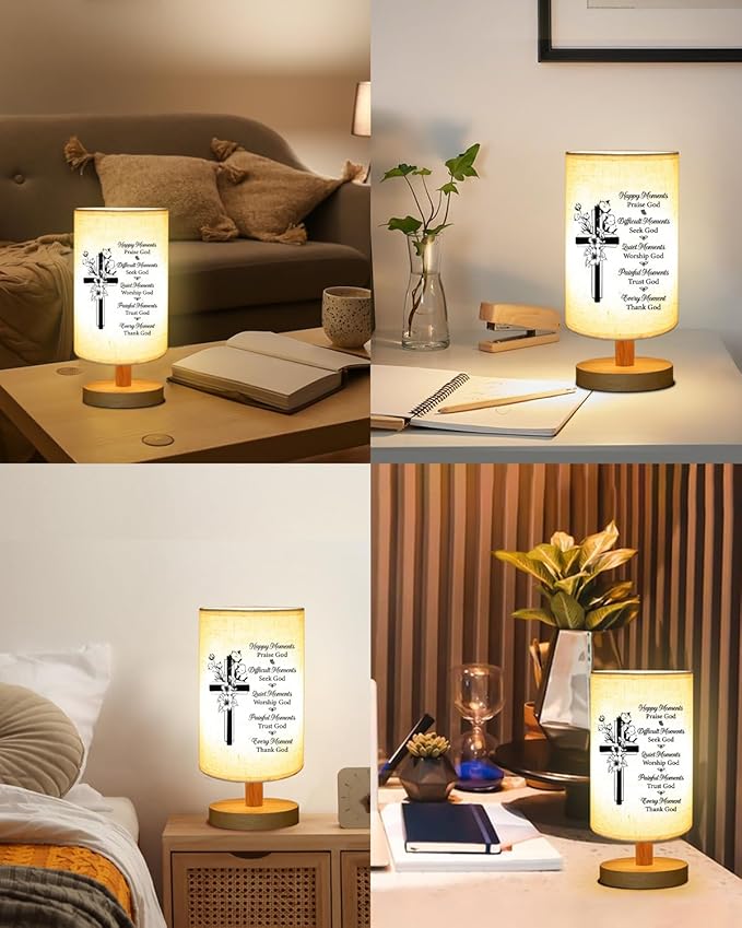 Christian Gifts for Women Faith, Inspirational Fabric Table Lamp Gifts, Christmas Birthday Gifts for Women, Men, Sister, Friends, Religious Gifts for Women, Bedside Table Lamp Christian Easter Gifts