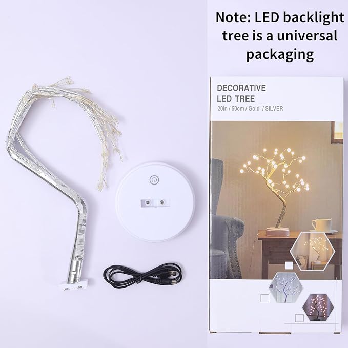 Meonua Bonsai Tree Lights for Easter Decor - 20" Firefly Tree Lamp with 108 LED Fairy Lights, Battery/USB Powered, Warm White - Home Decor, Gift for Bedroom, Living Room, Party