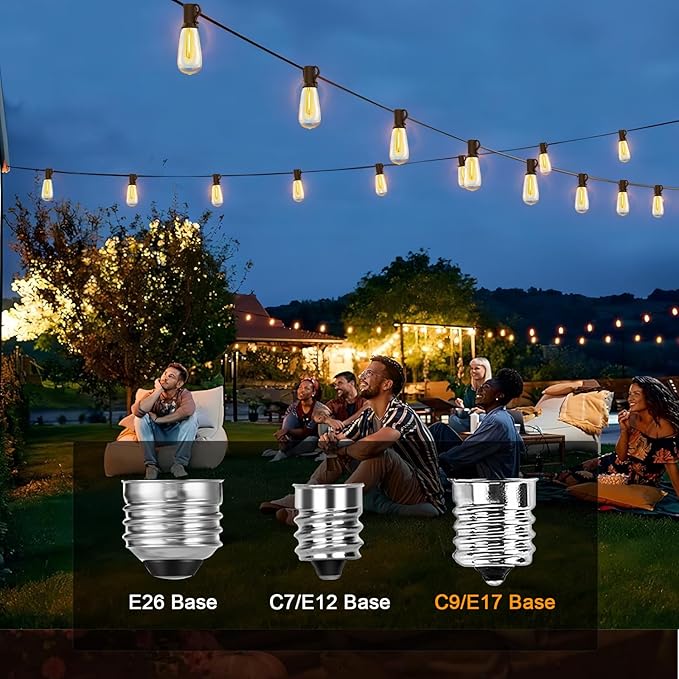 25Pack ST40 LED Replacement Light Bulbs,Vintage Edison Waterproof Shatterproof Dimmable E17 LED Bulbs for Indoor Outdoor Patio Wedding String Lights,0.6 Wat, Warm White, 2700K