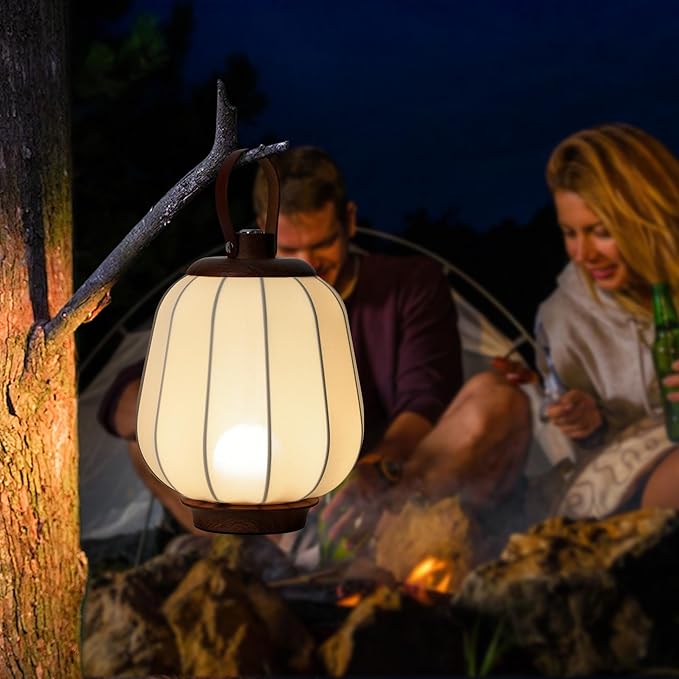 Cordless Rechargeable Lanterns Table Lamp - LED Outdoor Light,4000 mAh Battery Operated,3 Color Dimming Touch Desk Lamps with Handle for Bedroom/Living Room/Restaurant/Camping