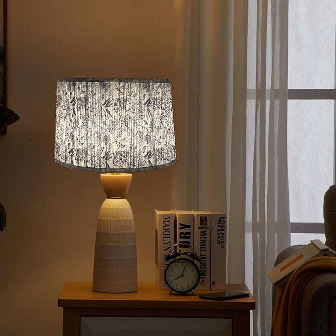 TOOTOO STAR Large Pleated Lamp Shades for Floor Lamps, 14.5" Top x16" Bottom x 10" High, Easy to Assemble, Replacement Print Drum Lampshades for Table Lamps & Bedside Lamps