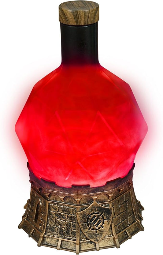 ENHANCE Gaming Sorcerer's Health Potion Light with Swirling Mystical Brew - Potion Bottle Mood Light Prop for Tabletop Game Immersion, Playroom, Desk Decor - Soft Glowing Whirling Goblet (Red Elixir)