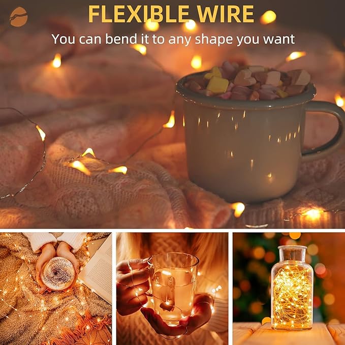 LAMPHOME 100 LED 33FT Fairy Lights Battery Operated with Remote, Mini Starry String Lights,Multi Functions & Timer, Twinkle Light for Christmas Home Bedroom Wedding DIY Centerpiece Decor,Warm White