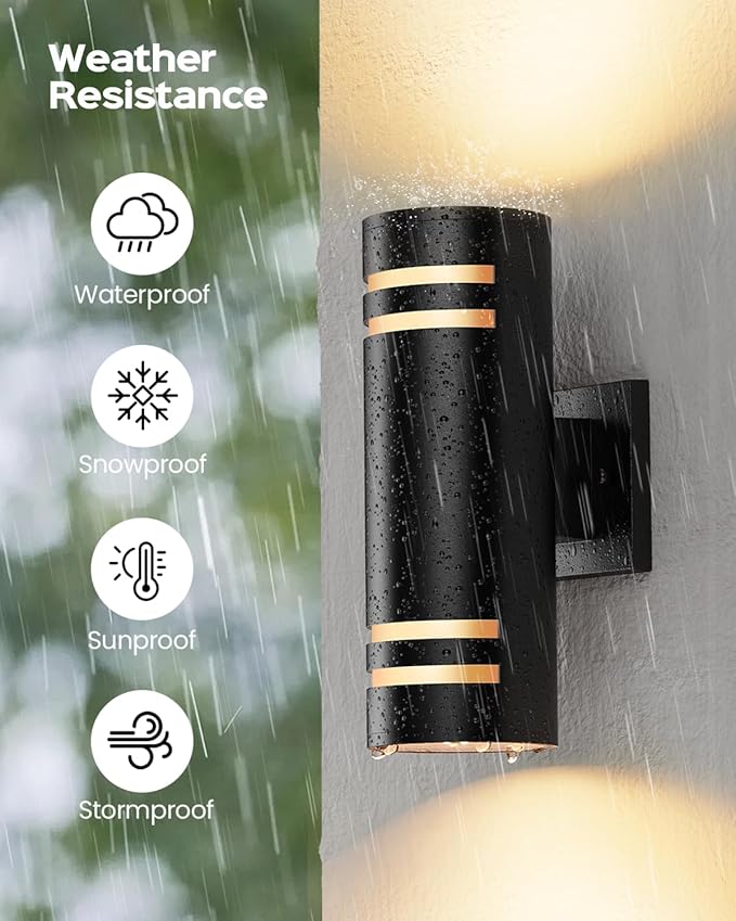Dusk to Dawn Outdoor Lighting 2 Pack, Modern Outdoor Wall Lights Black Exterior Lighting Fixtures Wall Mount with E26 Base, Waterproof Outside Sconce Lights for House Porch, Bulbs Include