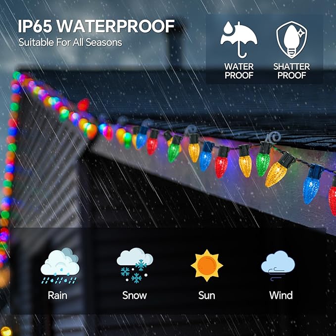 Smart C9 Christmas Lights Outdoor, 99FT 150 LED RGB Color Changing Christmas Lights, APP Remote Controlled Music Sync Waterproof Connectable String Lights for Indoor Outdoor Xmas Decor