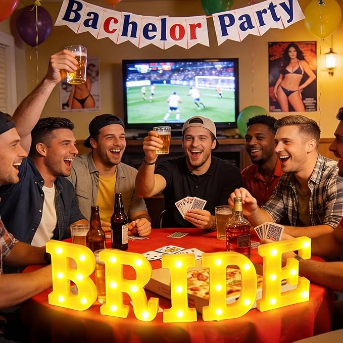 Sukkot Large LED Letter Sign LED Lights Battery Powered Table Decoration for Party Gift Tabletop Decoration(Bride)