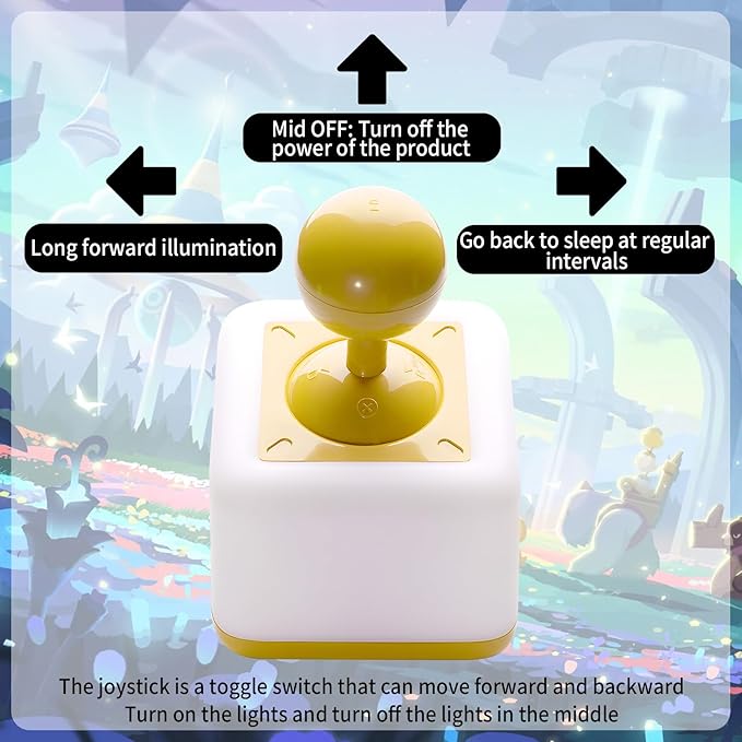Rocker Night Light Lamp, 2-Speed Timer Bedside Lamp Rechargeable USB LED Companion Light with Joystick Design, DIY Emoji Stickers, 30-Minute Timer, Side Table Light for Bedroom (Yellow)
