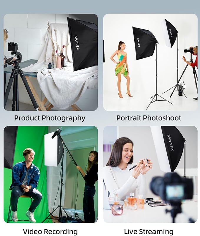 Skytex Softbox Lighting Kit 2Pack, 20x28in Soft Box | 135W 5500K E27 CFLBulb Continuous Photography Lighting, Photo Studio Lights Equipment for Camera Shooting, Video Recording