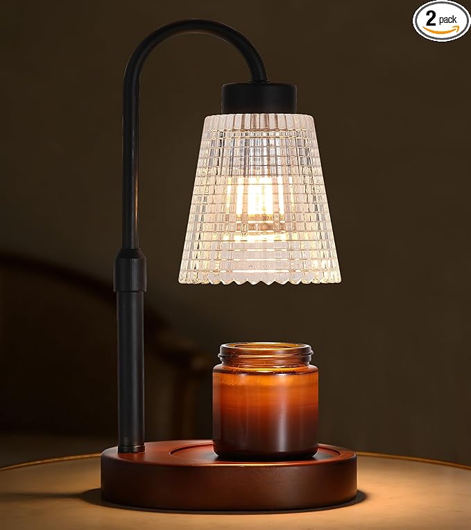 Black Candle Warmer Lamp WithTimer and Dimmer,Fragrance Electric Wax Melt Warmer with 2 Bulbs,Scented Jar Lamp,Mother's Day/Birthday/Christmas Gifts for Mom/Wife,Home Decor,Adjustable Height