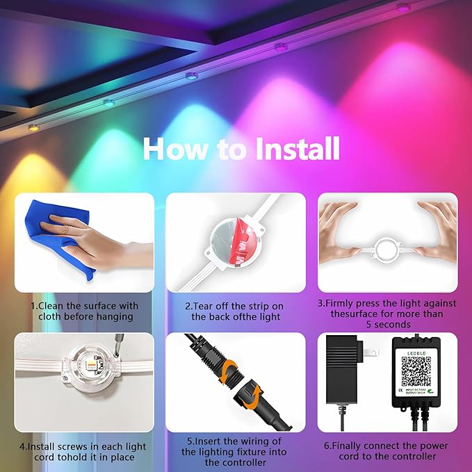 Permanent Outdoor Lights - 100FT Smart Outdoor Eaves Light with App/Remote Control,Music Synchronization, IP67 Waterproof, LED Eaves Lights for Patio/Eave/Party Decorations (100FT)