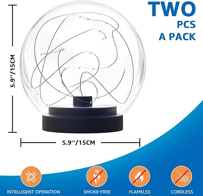 2-Pack Solar Floating Pool Lights Ball Outdoor Water-Resistant IP66 Solar-Powered that Float Flickering Lights for Swimming Pool Decor Pond Garden Party
