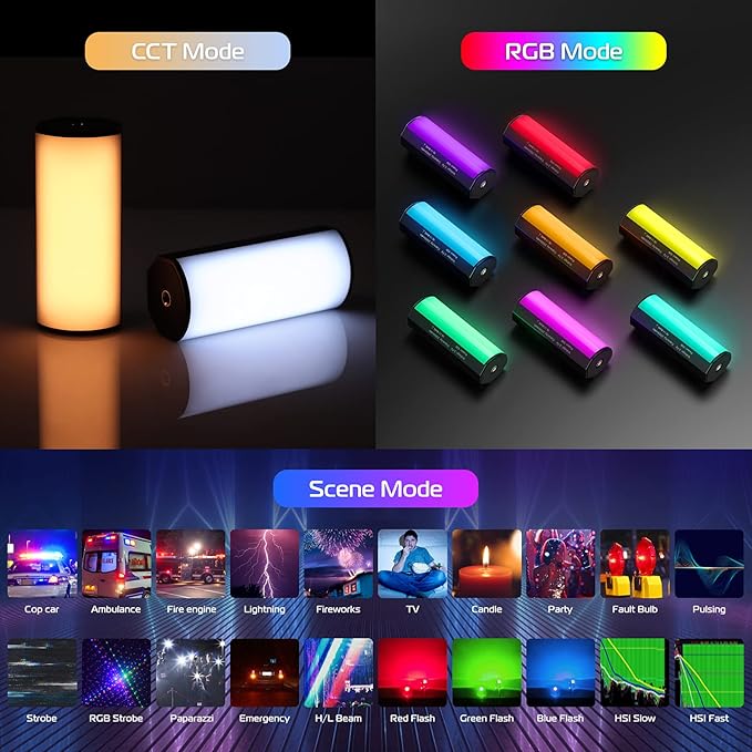 ULANZI Magnetic Light Wand, 360° Full Color RGB LED Video Light for Photography, 2000mAh Rechargeable Mini Light Stick for Video Shooting, 2500-9000K Handheld Tube Light for Vlog TikTok YouTube
