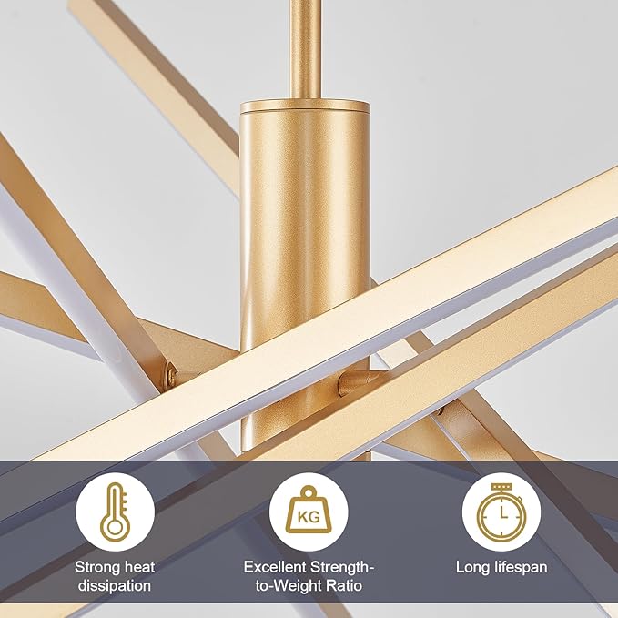 Gold Chandelier 47” Big High Ceiling Chandeliers Big Modern Remote Control Chandelier for Large Living Room Dining Room Foyer