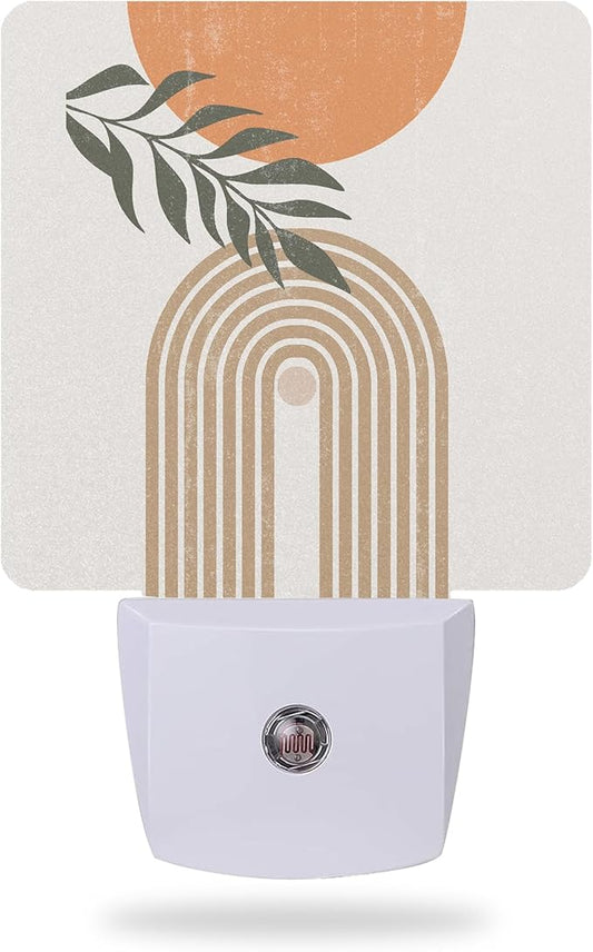 Night Light Plug into Wall,Boho Sun and Leaves Night Light with Dusk to Dawn Sensor Night Light for Kid Girls Boys Women Men Room Decor,Hallway,Kitchen,Bathroom,Nursery,Stairs