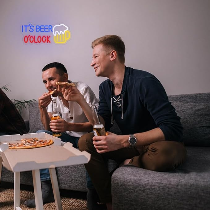 It's Beer O'Clock Neon Sign for Wall Decor Beer Neon light Dimmable USB Beer LED Sign Neon Beer Signs for Man Cave Garage Patio Home BAR Pub Nightclub Restaurant Decor