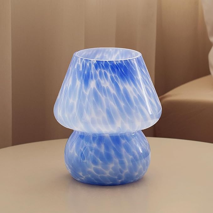 Mushroom Lamp Table Lamp for Bedroom,Desk Bedside Small Lamps for Living Room Night Stands,Mushroom Decor Cute Mini Modern Mid Century Lamps,Unique Aesthetic Home Living Room Decor(Ocean Blue)
