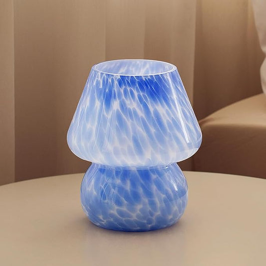 Mushroom Lamp Table Lamp for Bedroom,Desk Bedside Small Lamps for Living Room Night Stands,Mushroom Decor Cute Mini Modern Mid Century Lamps,Unique Aesthetic Home Living Room Decor(Ocean Blue)