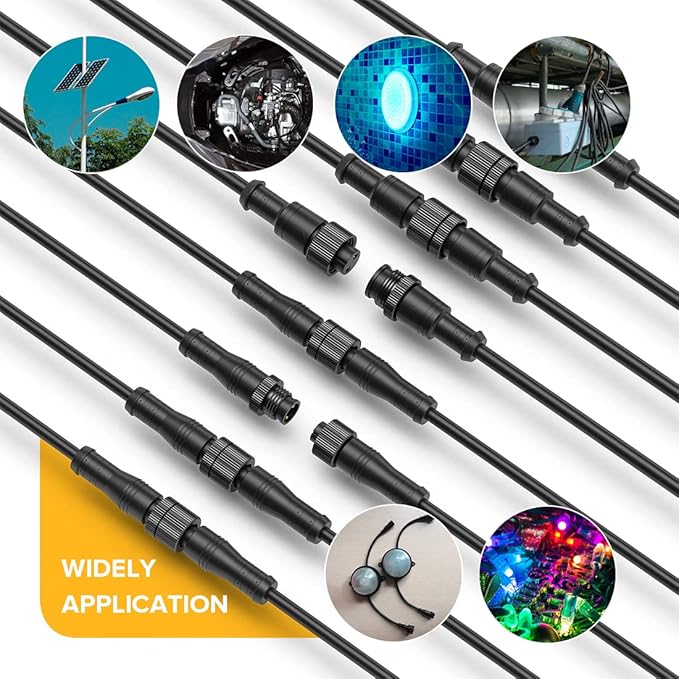 BTF-LIGHTING 3.28FT 3 Pin 0.75mm²/18AWG IP68 Extension Cable Wire with Male and Female Connectors for WS2811 WS2812B SK6812 etc LED Strip 15mm Metal Nut Small Size Home Lighting Connector