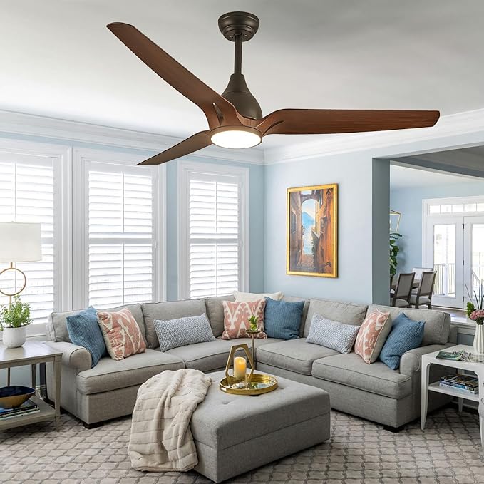 Ceiling Fans with Lights,52 inch Modern Ceiling fan with App and Remote Control,Reversible DC motor ceiling fans,3CCT,Dimmable,Noiseless,Ceiling Fan for Bedroom,Farmhouse,Indoor/Outdoor Use