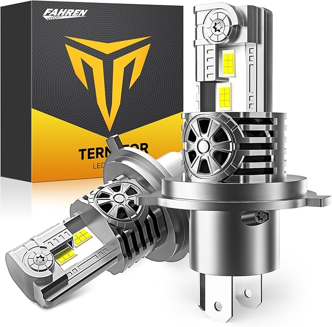 Upgraded H4/9003 Light bulb Hi/Low Beam,50000LM 900% Super Brighter, 6500K Cool White, HB2 Fog Light Bulbs with Cooling Fan, 1:1 Mini Halogen Size, Plug and Play, Pack of 2