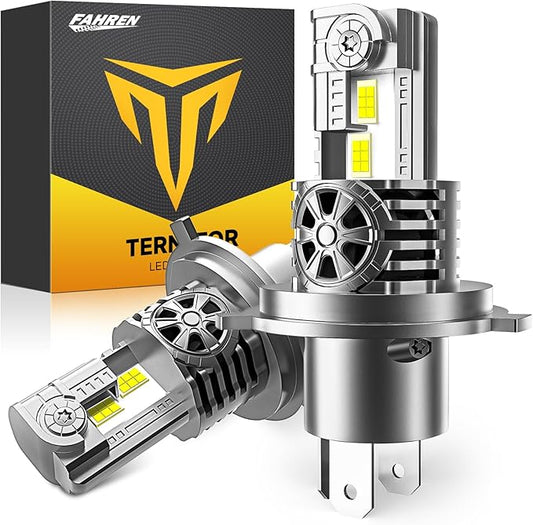 Upgraded H4/9003 Light bulb Hi/Low Beam,50000LM 900% Super Brighter, 6500K Cool White, HB2 Fog Light Bulbs with Cooling Fan, 1:1 Mini Halogen Size, Plug and Play, Pack of 2