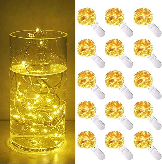 15 Pack 30 LED Micro Starry String Lights Battery Operated(Included),Fairy Waterproof Silver Wire Lights,for DIY Party Garden Wedding Table Indoor&Outdoor Decorations