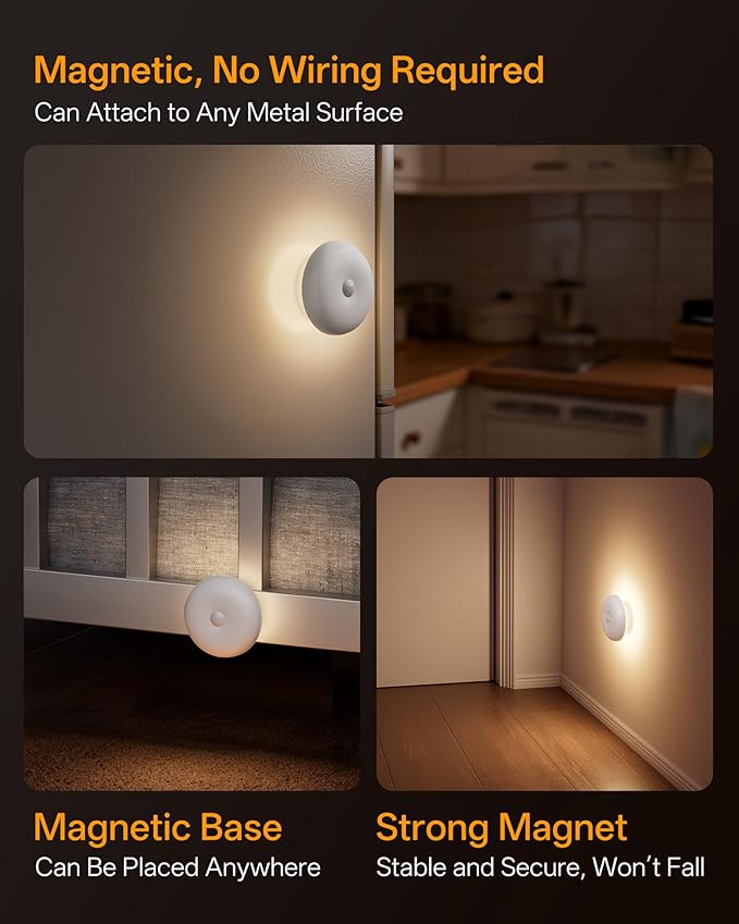 Homelist 2026 New 1500mAh Indirect Lighting Night Light, Bedside Table Lamp, Dimmable Rechargeable Motion Sensor Lights Indoor for Bedroom Nightstand, Cabinet, Porch, Hallway, Stairs, 6 Pack