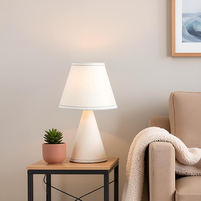 Aspen Creative 58909 Empire Uno Lamp Shade in Cream with Powder Blue, 5" Top x 9" Bottom x 7" Slant Height, Slip UNO 33mm
