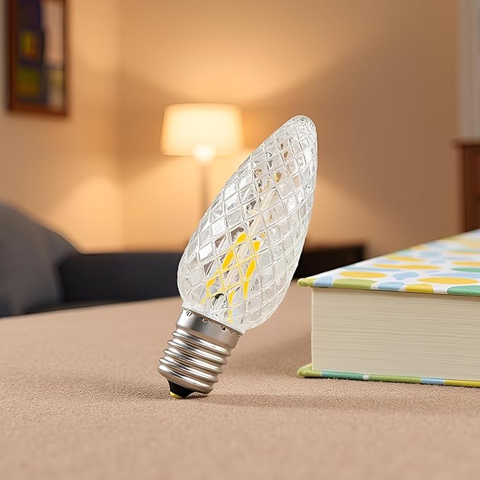 YULETIME Pack of 25 Faceted Warm White C9 Replacement Bulbs, Shatterproof LED Strawberry Bulbs for E17 Base Sockets Christmas String Lights