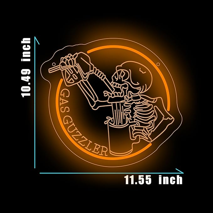 Gas Guzzler Skull Neon Sign Garage Wall Art LED For Room Wall decor Men Cave Gifts
