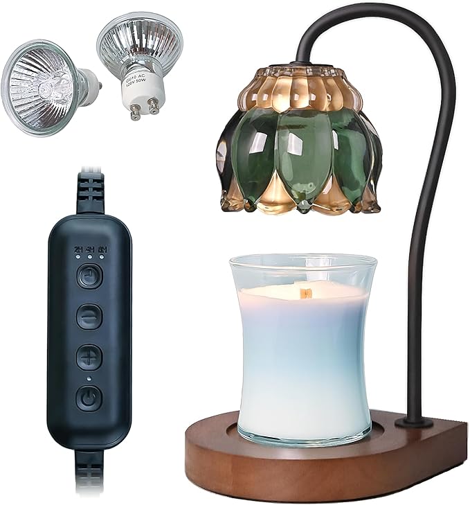Candle Warmer Lamp Birthday Gifts for Women Mom, Mothers Day Gifts, Compatible with All Jar Candles, Wax Melt for Candle Home Decor, Modern Farmhouse Decor, Candle Warmer Timer DarkGreen