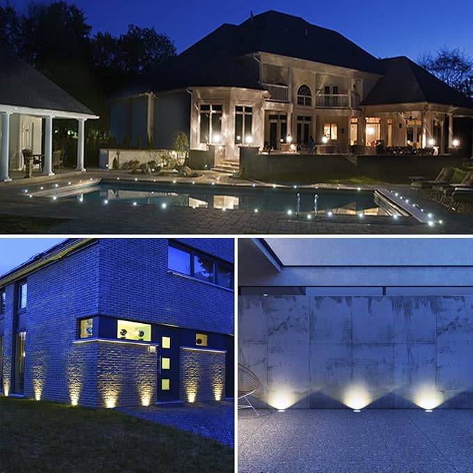 Eaglod Low Voltage LED Well Lights, 3W Landscape Lighting with Connectors, IP67 Waterproof Outdoor In-Ground Lights, Warm White for Garden, Tree, Driveway, Deck, Patio (10Pack, 12V-24V)