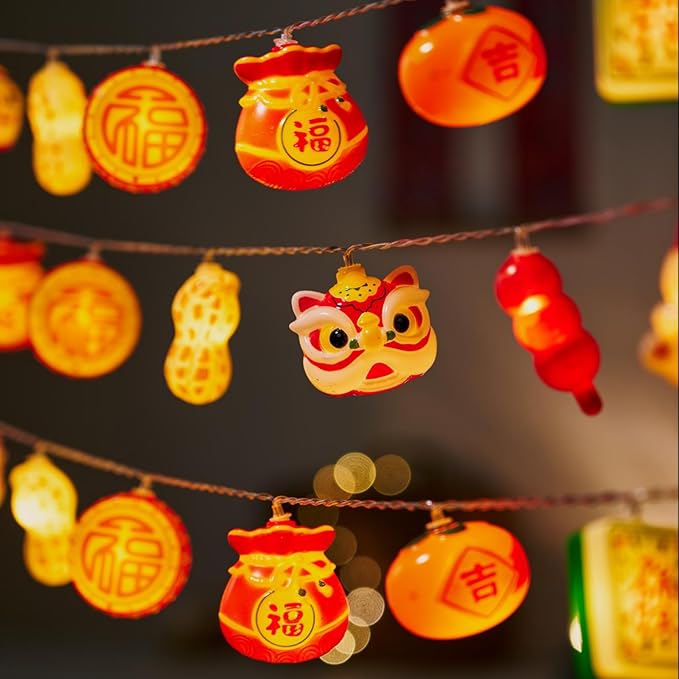 LOLStar Chinese New Year Decorations 2026, Lunar New Year String Lights 20 LED Window Lights Battery Operated (Not Included), Timer Function & 8 Flashing Modes, Spring Festival Lights for Home Decor