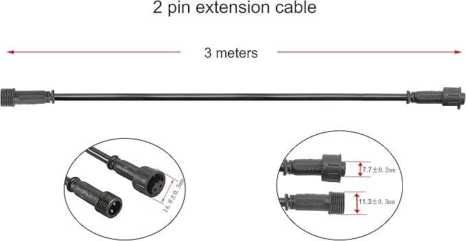 Pack of 5, FVTLED 3m 9.84ft 2Pin Extension Cable Wire with Male and Female Connectors at Both Ends Only for FVTLED Single Color LED Deck Light