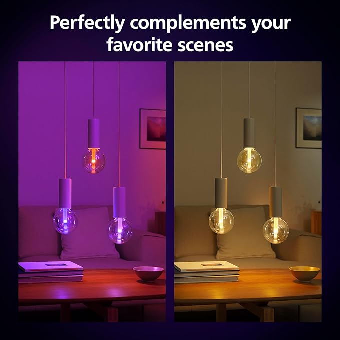 Philips Hue Lightguide G40 Large Globe Smart LED Bulb Handblown Glass - Color Changing Light - Compatible with Amazon Alexa, Apple HomeKit and Google Assistant - Bluetooth and Hue Bridge Compatible