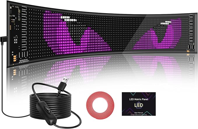 Vanesa Devil Eyes Light for Car Windshield, Flexible Led Digital Display 3.6 x 14.7 inch, Programmable Led Sign for Business Car Truck Shop Bar Concert Hotel, 5V/2A Bluetooth APP Control