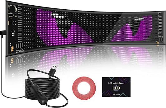 Vanesa Devil Eyes Light for Car Windshield, Flexible Led Digital Display 3.6 x 14.7 inch, Programmable Led Sign for Business Car Truck Shop Bar Concert Hotel, 5V/2A Bluetooth APP Control