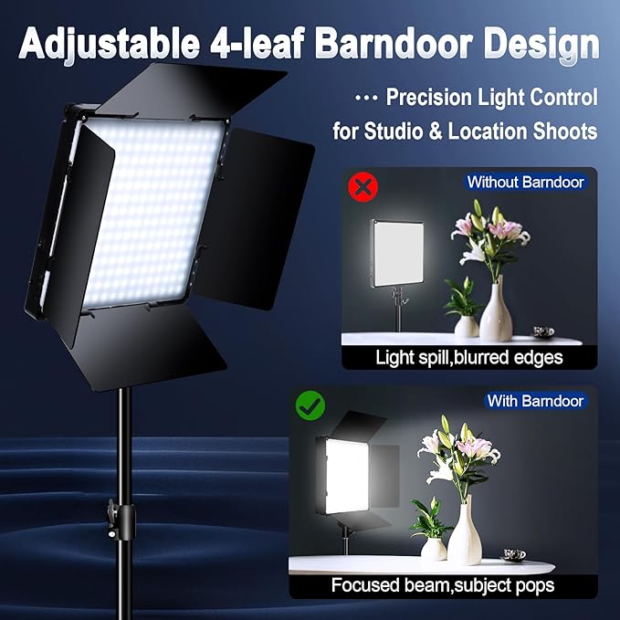 14" LED Studio Lights，60W Photography Lighting Kit，2800-6500K Dimmable Photo Video Light for YouTube,Video Recording,Game Streaming
