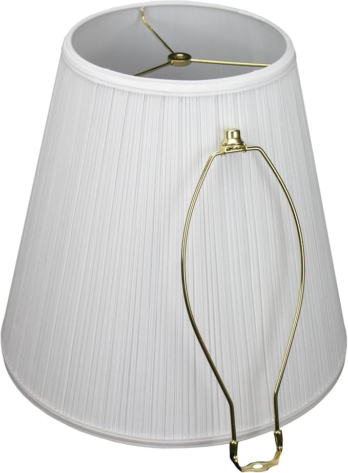 FenchelShades.com Lampshade 9" Top Diameter x 16" Bottom Diameter x 14.25" Slant Height with Washer (Spider) Attachment for Lamps with a Harp (Harp Included) (Pleated White)